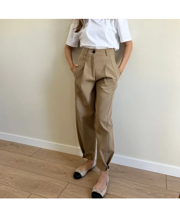 PAÇA DÜĞMELİ MUADİL PANTOLON KAHVERENGİ