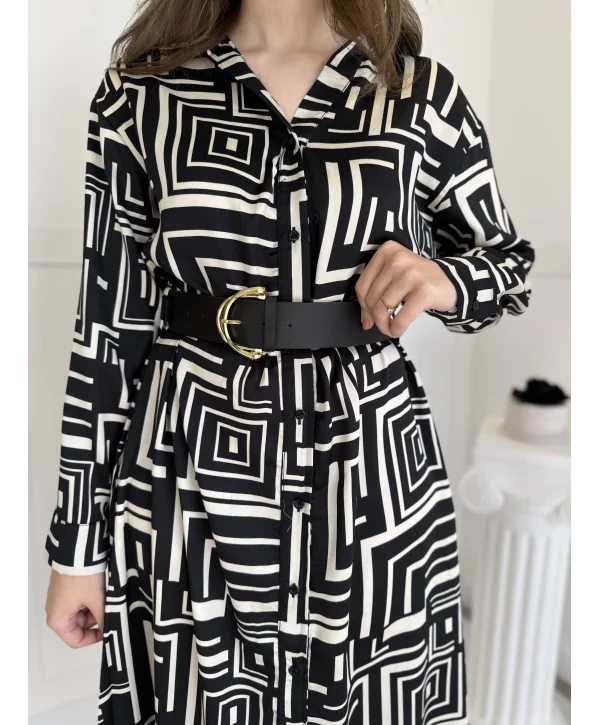 Saten Maxi Boy Kemerli Elbise