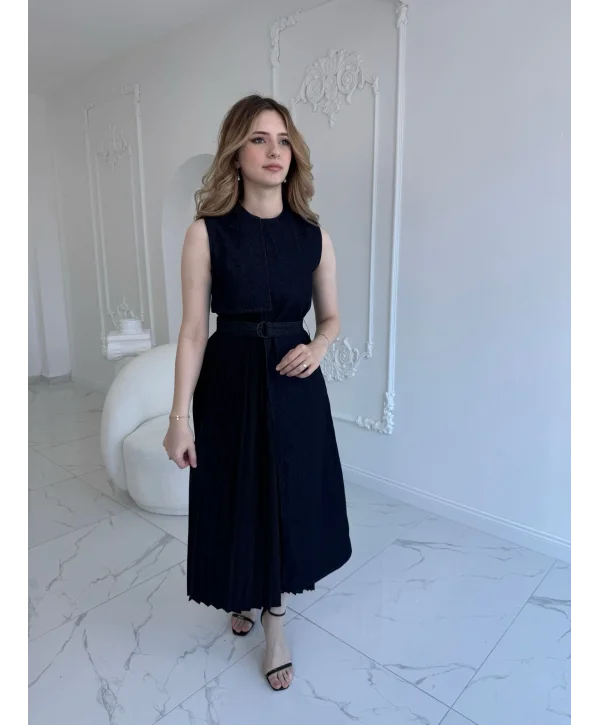 ZR Model Kot Plise Etek Detaylı Elbise