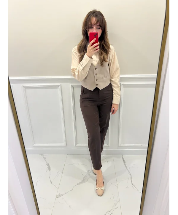 ZR MUADİL PENSLİ PANTOLON - KAHVERENGİ