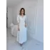 Beyaz Bel ve Kol Ucu Gipeli Elbise