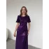 Işıltılı Vatkalı Pul Payet Mor Elbise