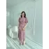 Işıltılı Vatkalı Pul Payet Pembe Elbise