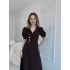 CEKET YAKA BALON KOL DÜĞME DETAY KAHVE ELBİSE