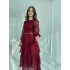 Kat Kat Volanlı Dantel Kumaş Bordo Elbise