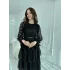 Kat Kat Volanlı Dantel Kumaş Siyah Elbise