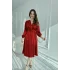 Kuşaklı, Dökümlü ve Şık Tensel Saten Kırmızı Elbise