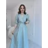Mint Işıltılı Kemerli Kruvaze Elbise