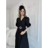 Siyah Işıltılı Kemerli Kruvaze Elbise