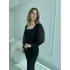 Taş Detaylı Kare Yaka Tül Kollu Midi Boy Siyah Elbise