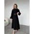 Tokalı Kemer Detaylı Süet Siyah Elbise