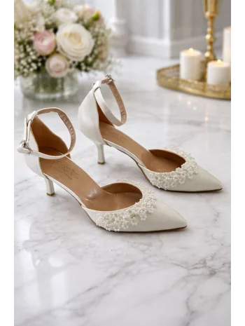 Beyaz Saten Gelin Ayakkabısı