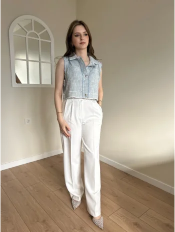 Beyaz Palazzo Pantolon