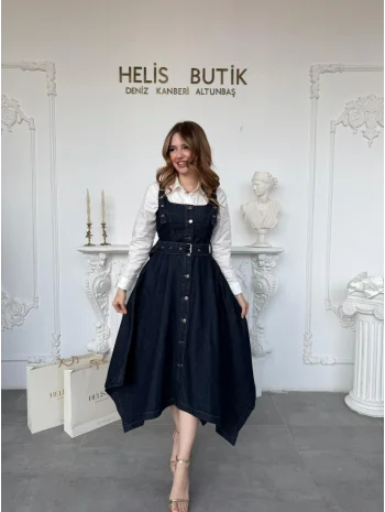 Etek Ucu Asimetrik Kesim Kot Jile Elbise