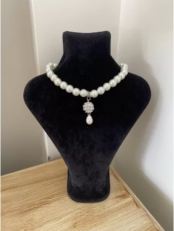 Gri Taş Detaylı İnci Kolye