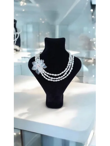 Lotus Detaylı İnci Kolye