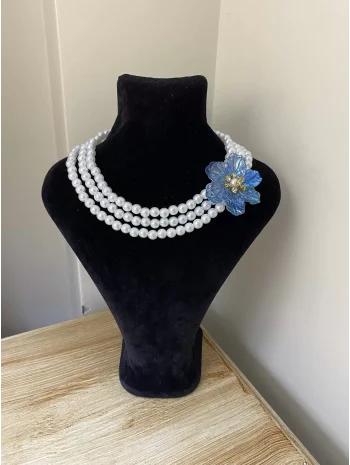 Mavi Telkari Çiçekli Kolye