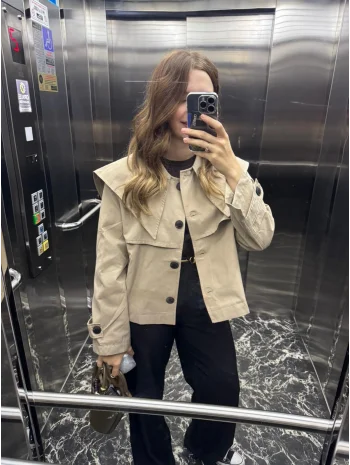 Modern Kesim Büyük Yaka Trençkot