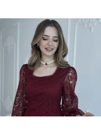 Özel Tasarım Bordo Choker