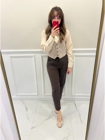 ZR MUADİL PENSLİ PANTOLON - KAHVERENGİ