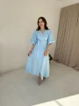 Müslin Kumaş Mavi Elbise