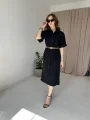 Siyah Kemerli Gömlek Elbise
