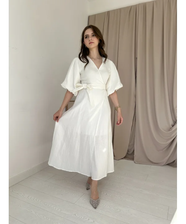 Müslin Kumaş Beyaz Elbise