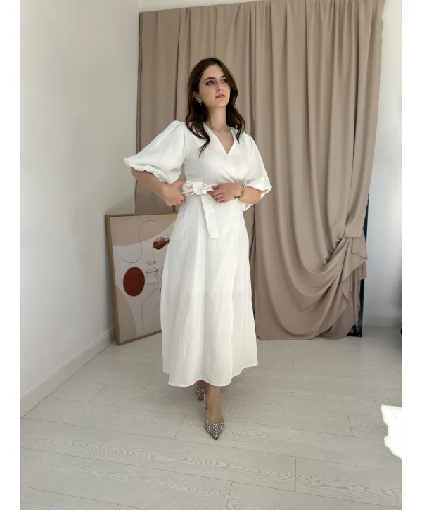 Müslin Kumaş Beyaz Elbise