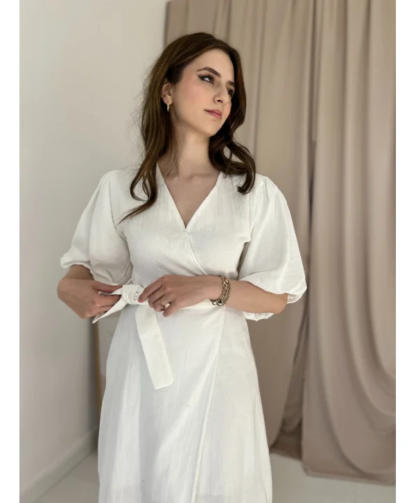 Müslin Kumaş Beyaz Elbise