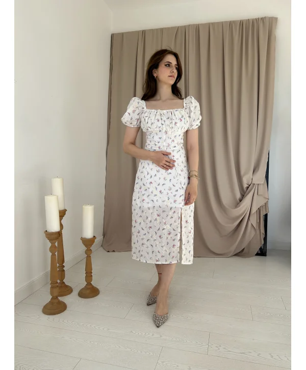 Lila Çiçekli Elbise