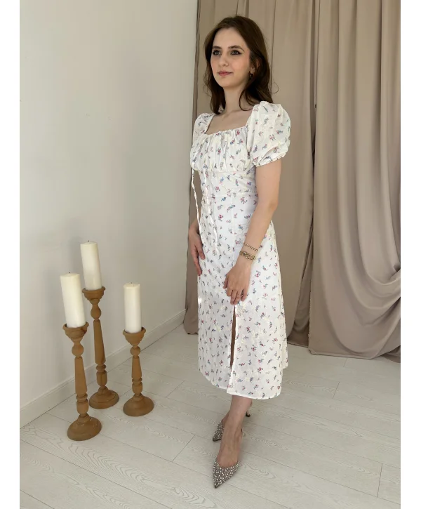 Lila Çiçekli Elbise