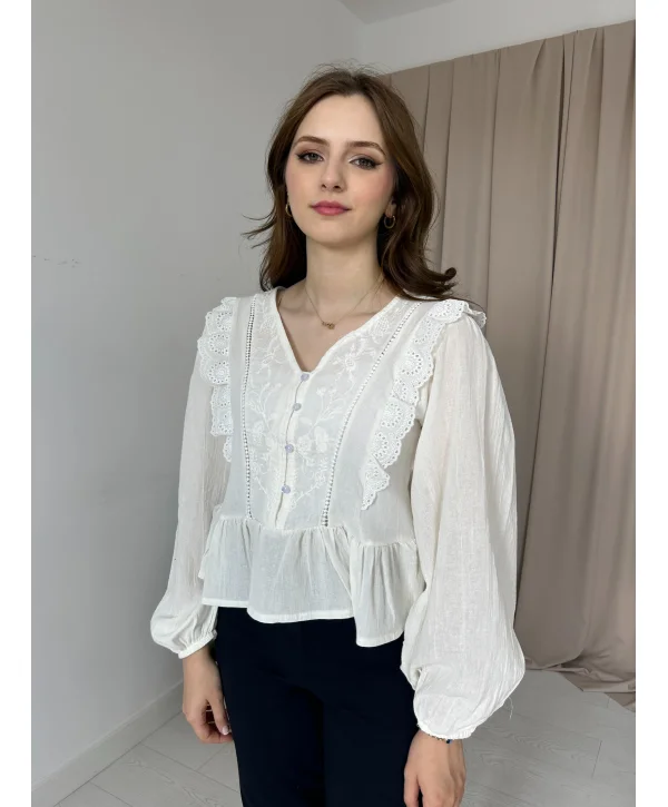 Beyaz Vintage Bluz