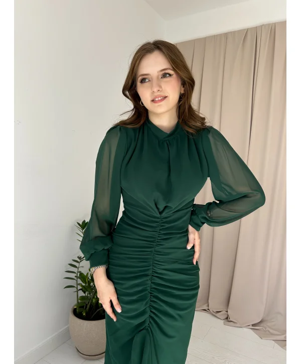 Alina Zümrüt Renk Elbise