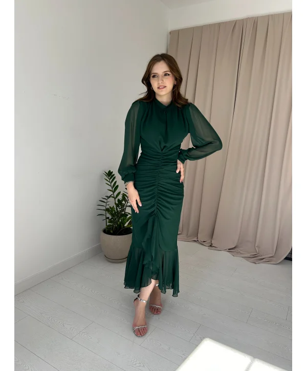 Alina Zümrüt Renk Elbise