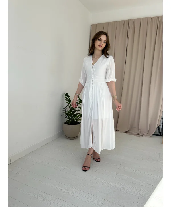 Beyaz Müslin Kumaş Elbise