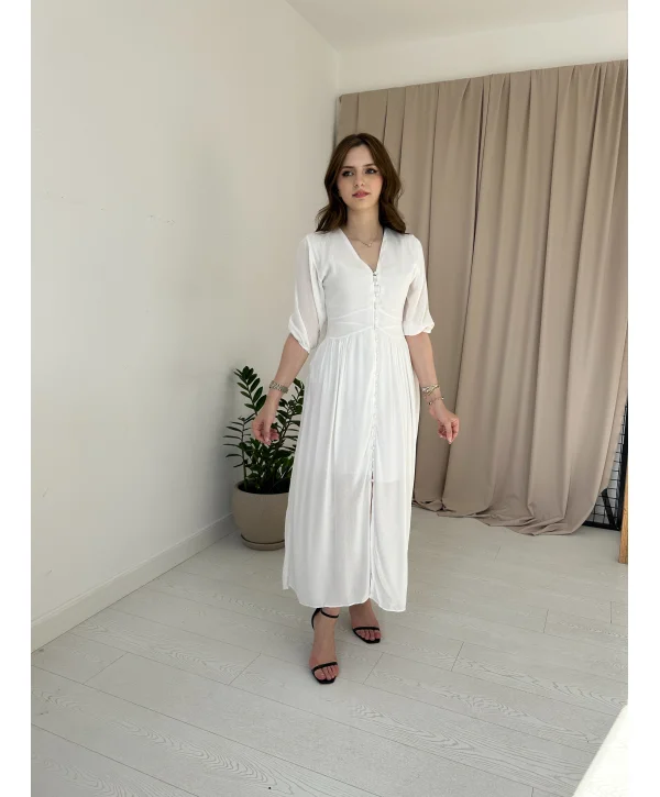 Beyaz Müslin Kumaş Elbise