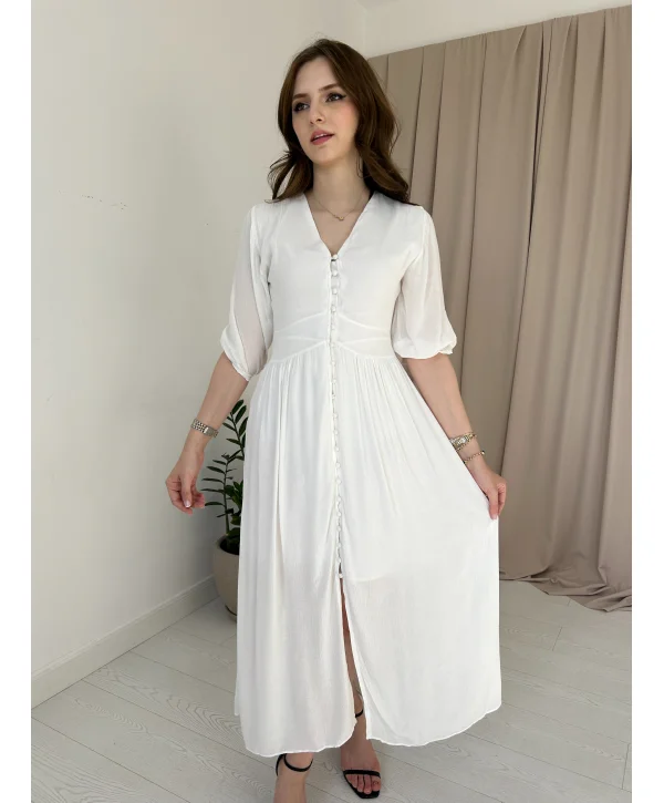 Beyaz Müslin Kumaş Elbise