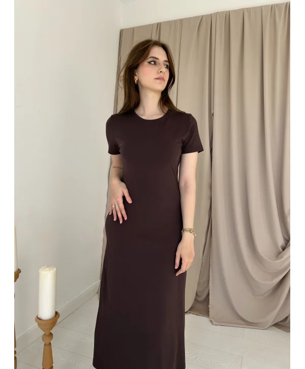 Kahverengi Modal Kumaş Elbise