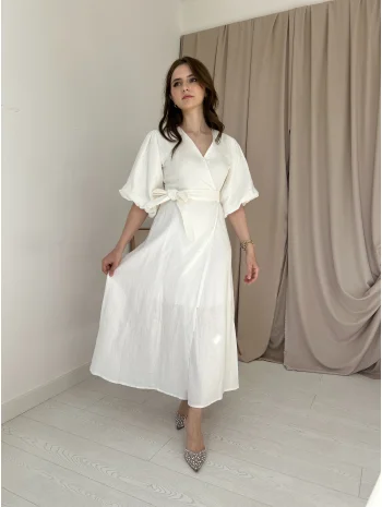 Müslin Kumaş Beyaz Elbise