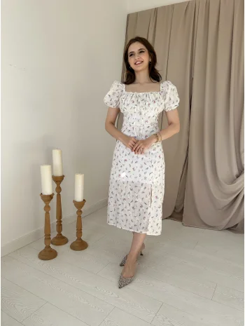 Lila Çiçekli Elbise