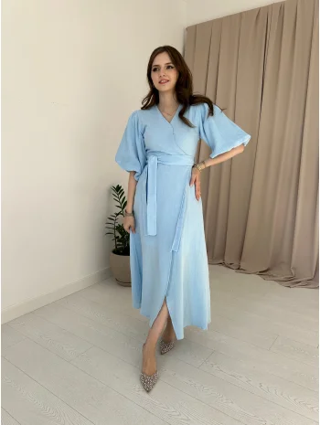 Müslin Kumaş Mavi Elbise