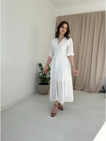 Beyaz Müslin Kumaş Elbise