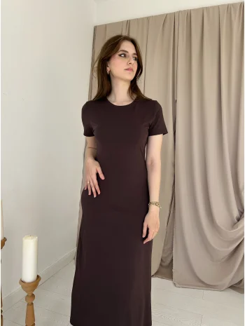 Kahverengi Modal Kumaş Elbise