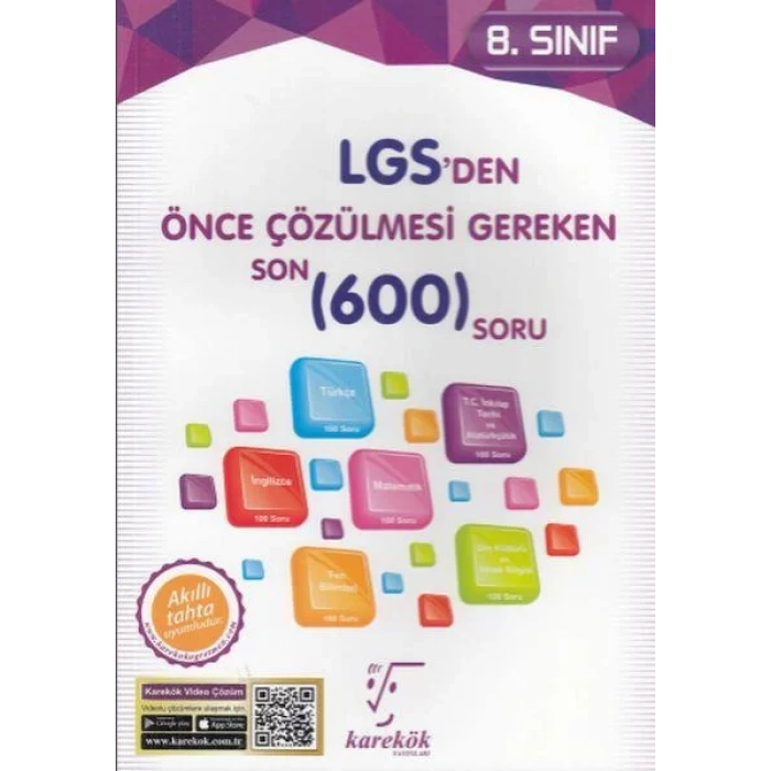 KAREKÖK 8.SINIF LGSDEN ÖNCE ÇÖZÜLMESİ GEREKEN 600