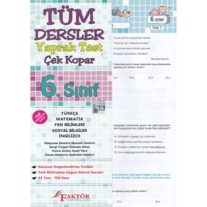 FAKTÖR 6.SINIF TÜM DERSLER YAPRAK TEST