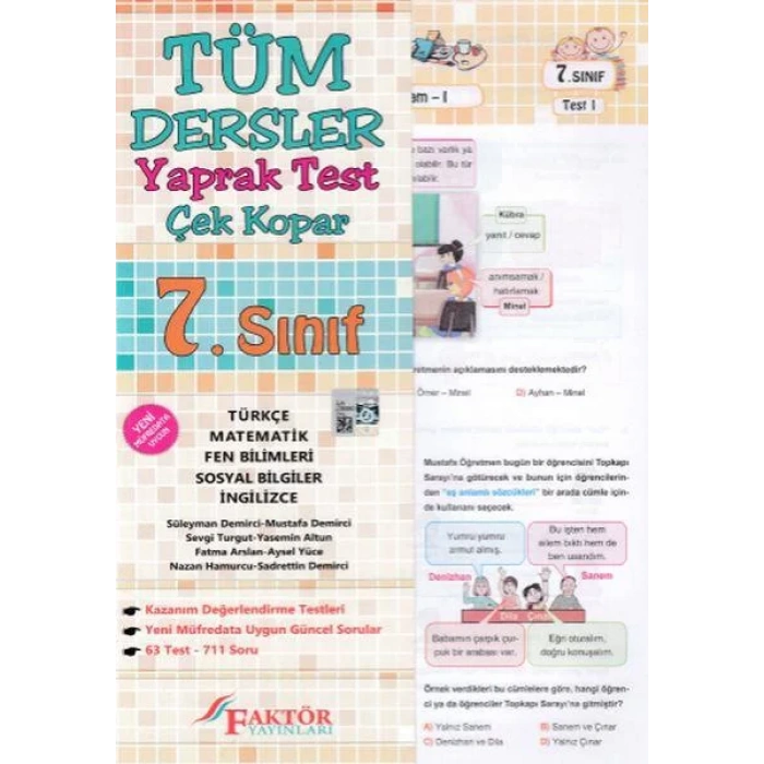 FAKTÖR 7.SINIF TÜM DERSLER YAPRAK TEST