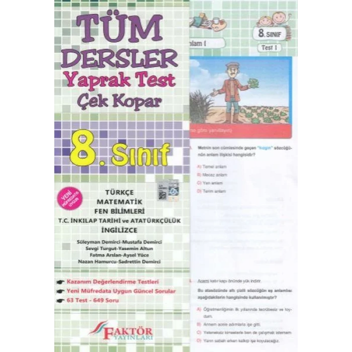 FAKTÖR 8.SINIF TÜM DERSLER YAPRAK TEST