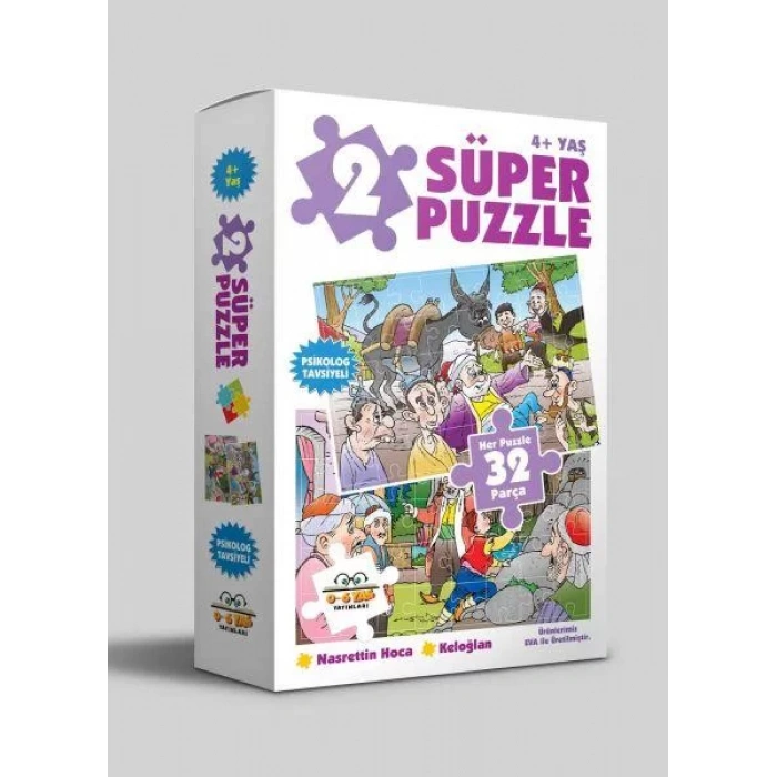 2 SÜPER PUZZLE NASRETTİN HOCA KELOĞLAN 4+ 0-6 YAŞ