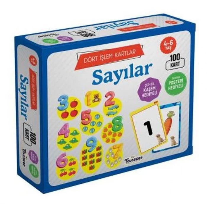 SAYILAR KARTLARI 100 KART (4-6 YAŞ) - TELESKOP