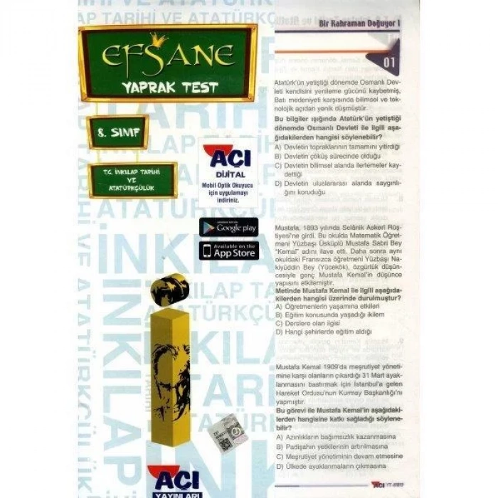 AÇI 8.SINIF İNKILAP TARİHİ YAPRAK TEST